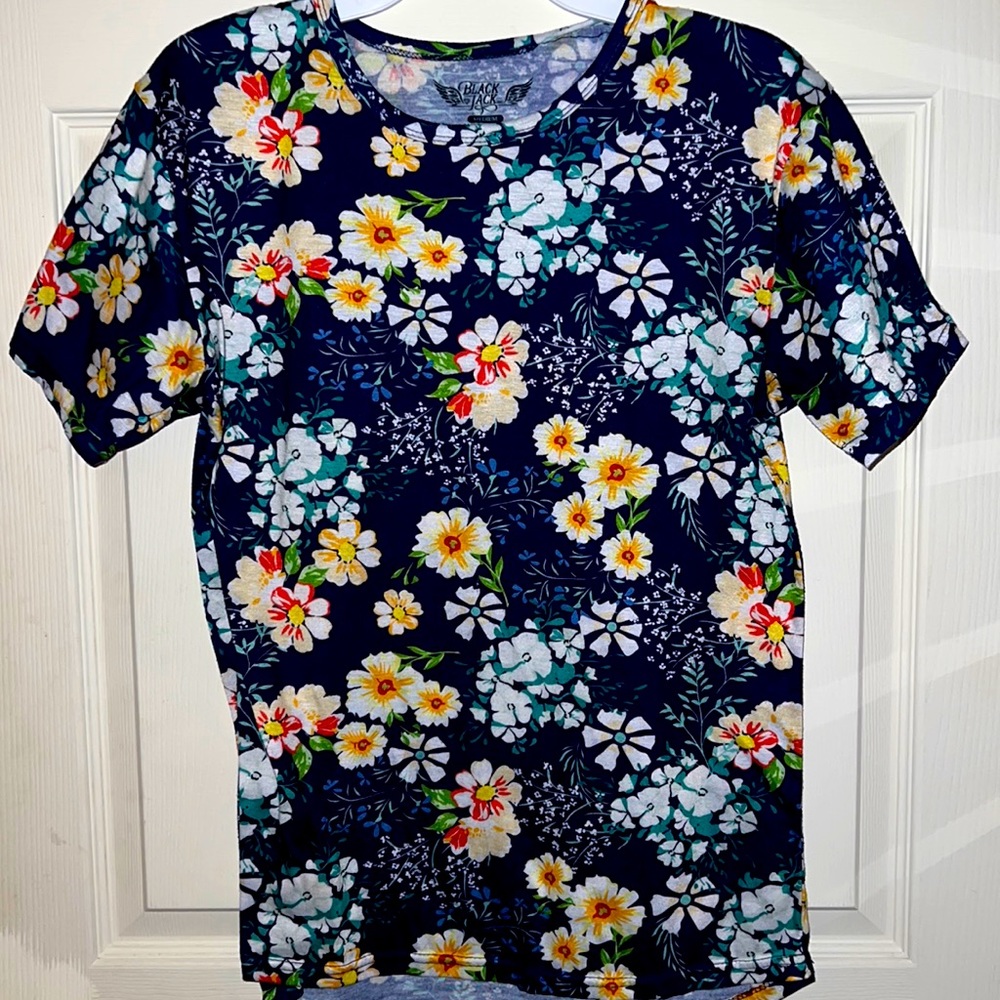 Women’s floral navy blue top